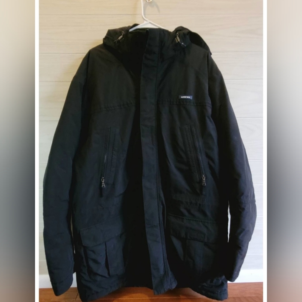 EUC Lands' End Men's XL Squall Insulated Waterproof Winter Parka Coat Black